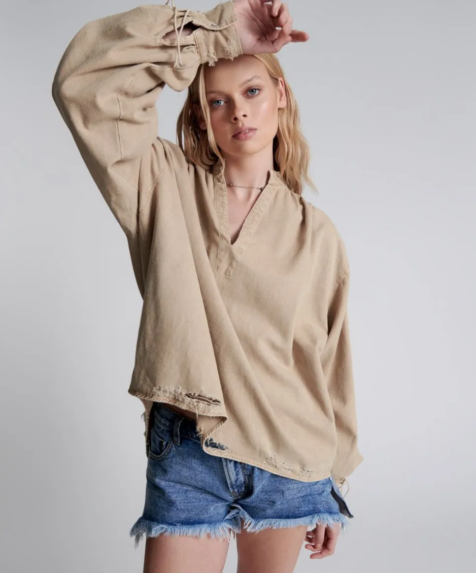 Shirts|ONE TEASPOON Johnny Lace Up Denim Shirt