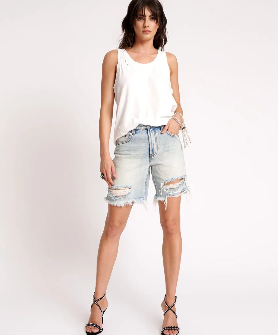 Denim Shorts|ONE TEASPOON Kansas Blue Jackson Mid Waist Wide Leg Shorts