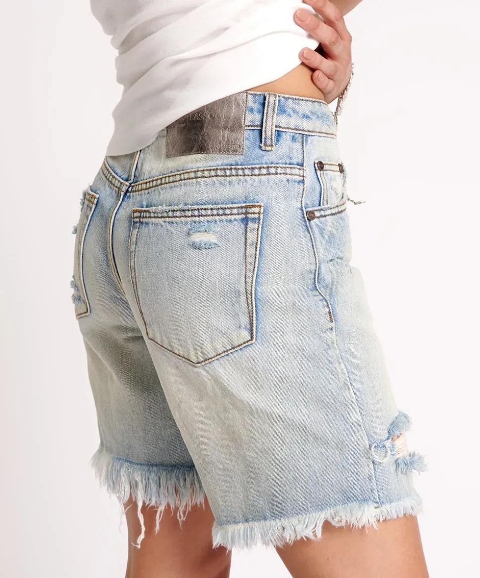 Denim Shorts|ONE TEASPOON Kansas Blue Jackson Mid Waist Wide Leg Shorts