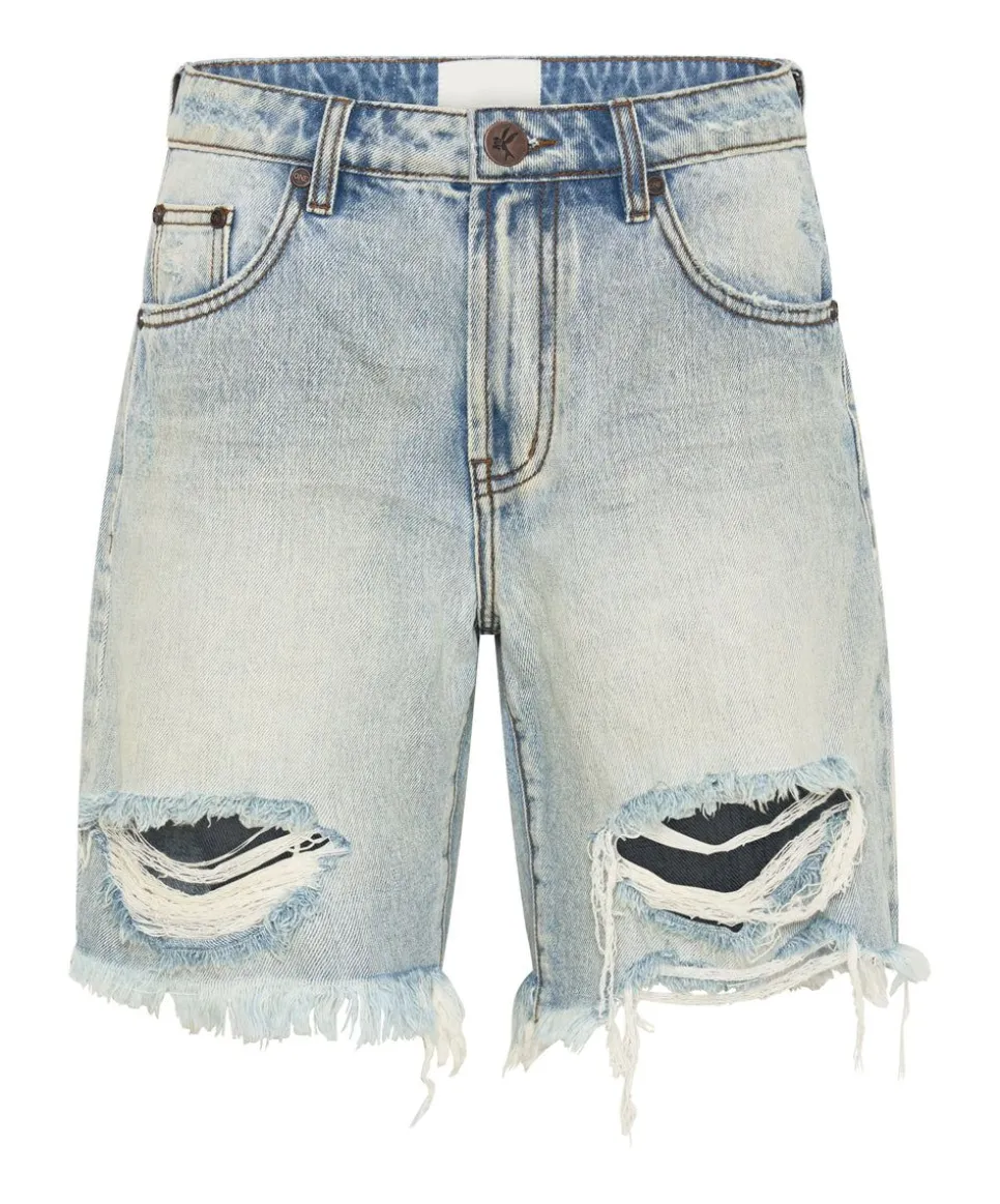 Denim Shorts|ONE TEASPOON Kansas Blue Jackson Mid Waist Wide Leg Shorts
