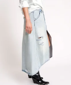 Denim Skirts|ONE TEASPOON Kansas Blue Mrs Carter Long Denim Skirt