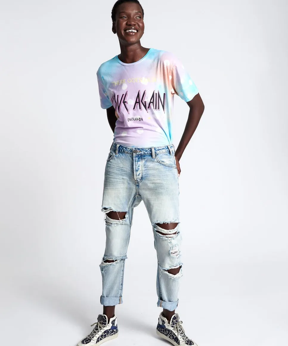 Denim Jeans|ONE TEASPOON Kansas Blue Trashed Saints Boyfriend Jeans