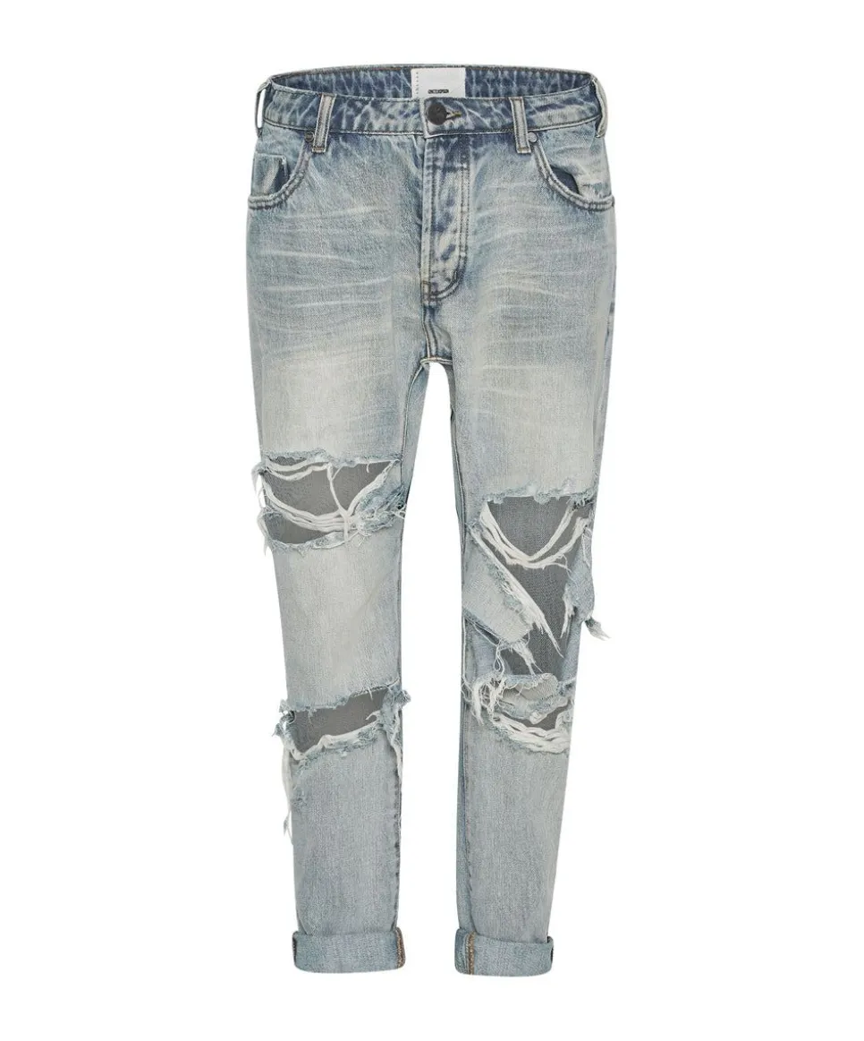 Denim Jeans|ONE TEASPOON Kansas Blue Trashed Saints Boyfriend Jeans