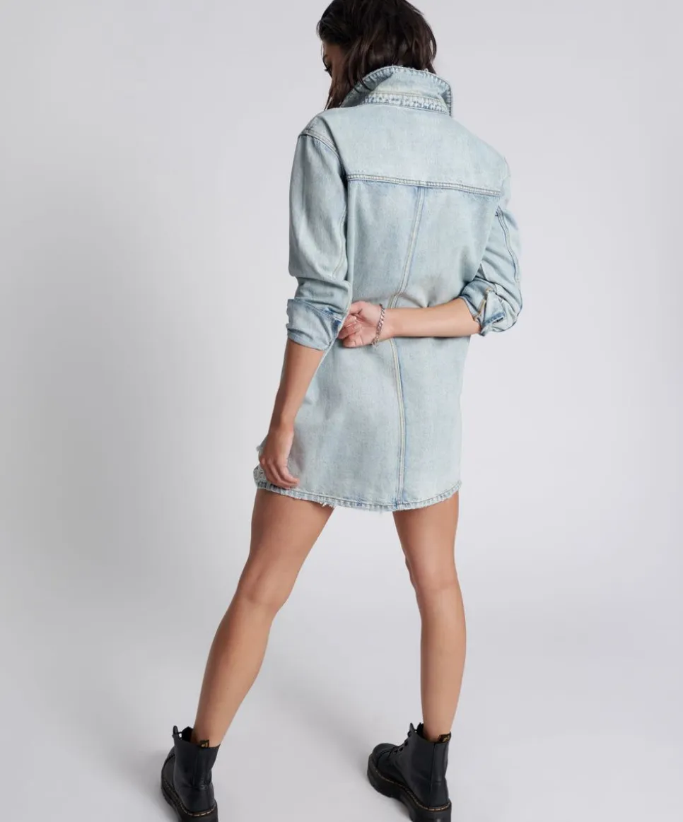 Midi & Maxi Dresses|ONE TEASPOON Kansas Blue Trucker Shirt Dress