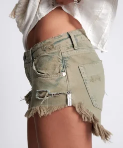 Denim Shorts|ONE TEASPOON Khaki Haze Bonita Low Waist Denim Shorts