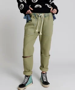 Denim Jeans|ONE TEASPOON Khaki Haze Shabbies Drawstring Boyfriend Jeans