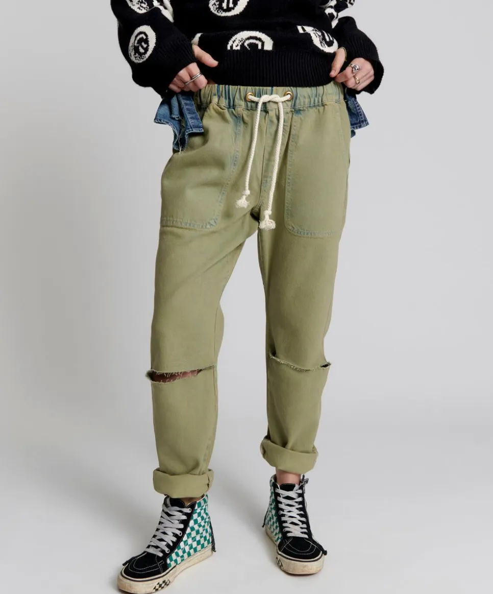 Denim Jeans|ONE TEASPOON Khaki Haze Shabbies Drawstring Boyfriend Jeans