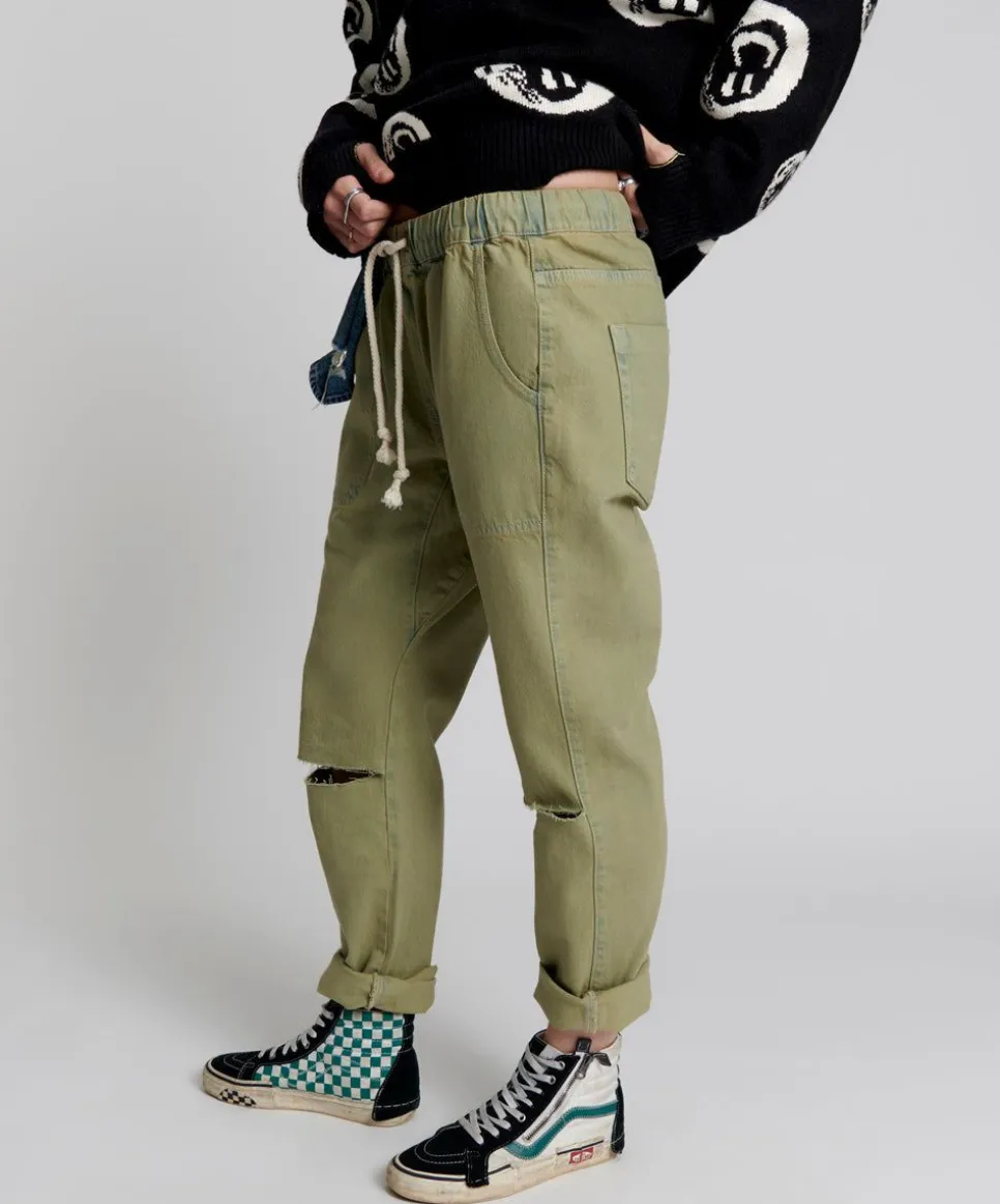 Denim Jeans|ONE TEASPOON Khaki Haze Shabbies Drawstring Boyfriend Jeans