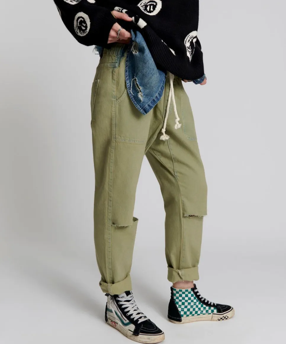 Denim Jeans|ONE TEASPOON Khaki Haze Shabbies Drawstring Boyfriend Jeans