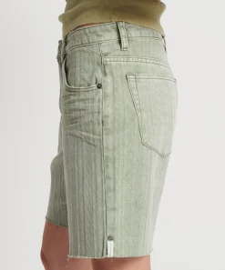 Denim Shorts|ONE TEASPOON Khaki Logo Jacquard Jackson Mid Waist Wide Leg Shorts