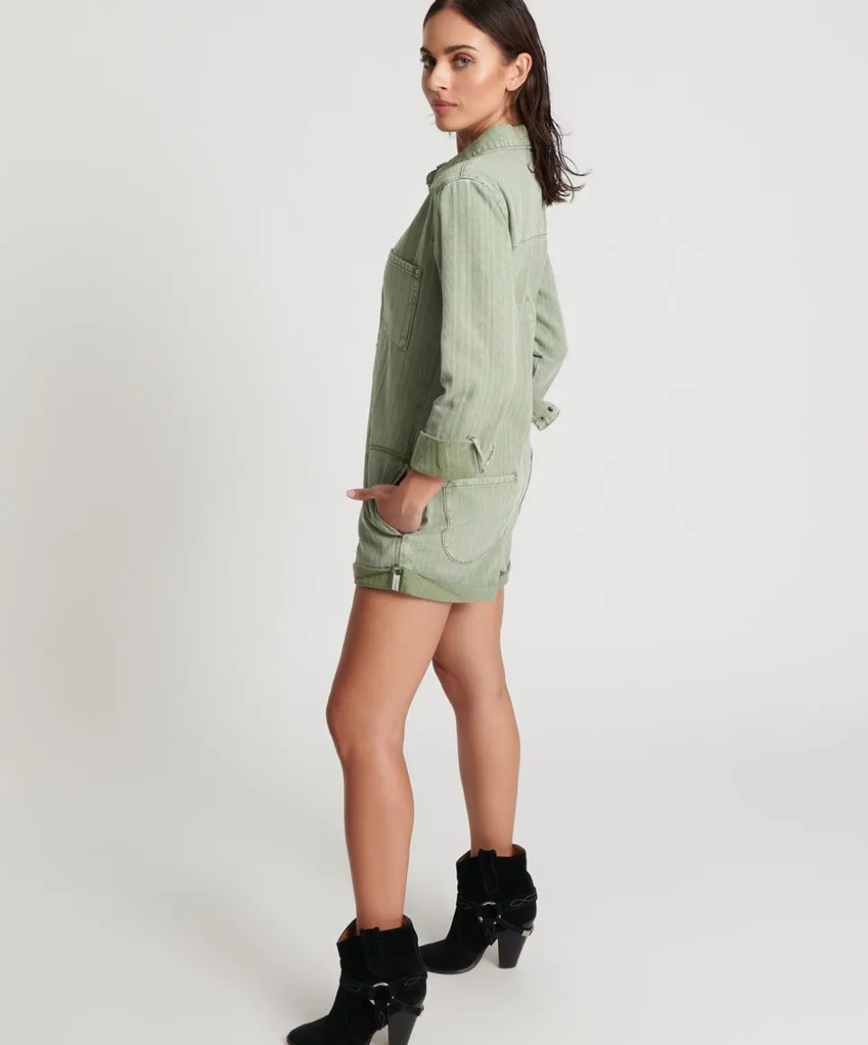 Denim Jumpsuits|ONE TEASPOON Khaki Logo Jacquard Prophecy Jumpsuit