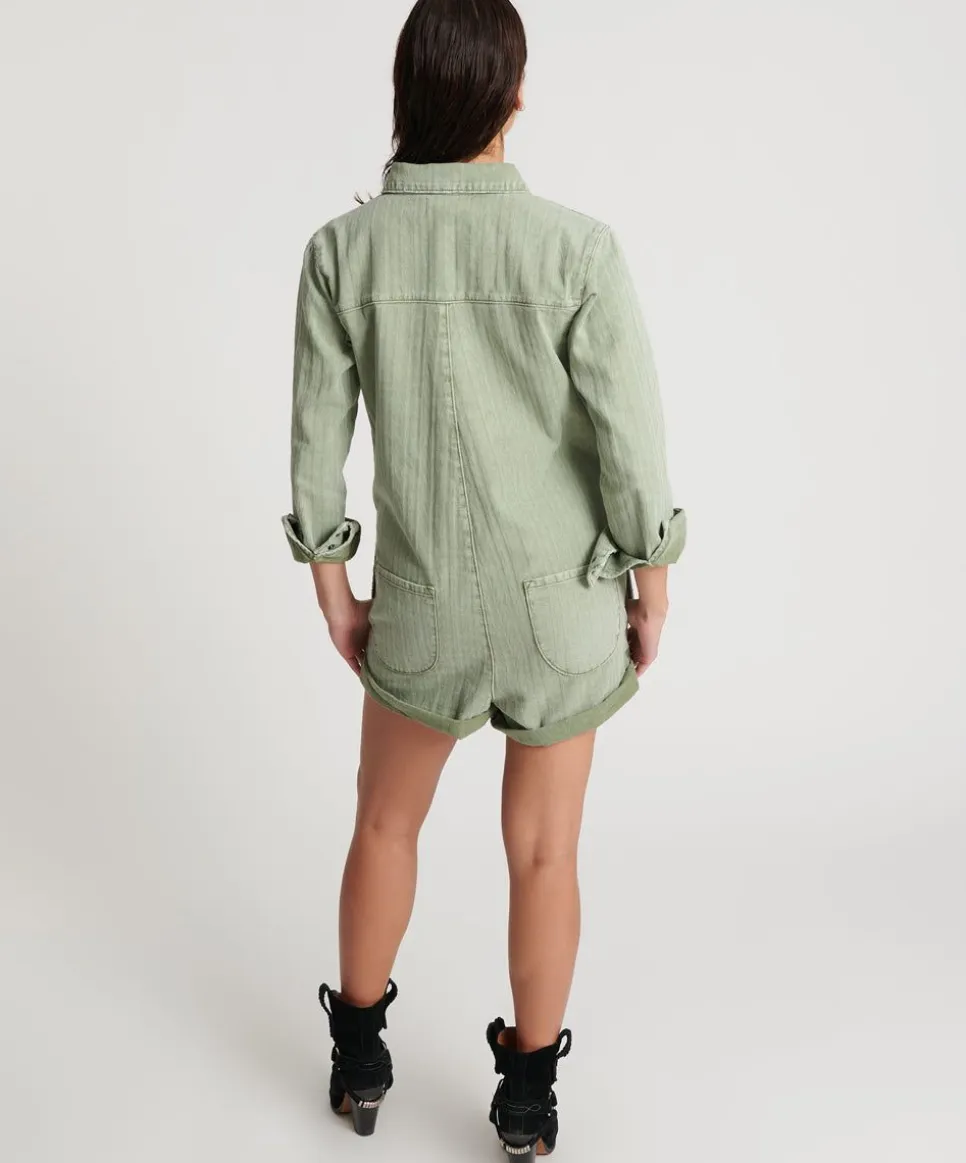 Denim Jumpsuits|ONE TEASPOON Khaki Logo Jacquard Prophecy Jumpsuit