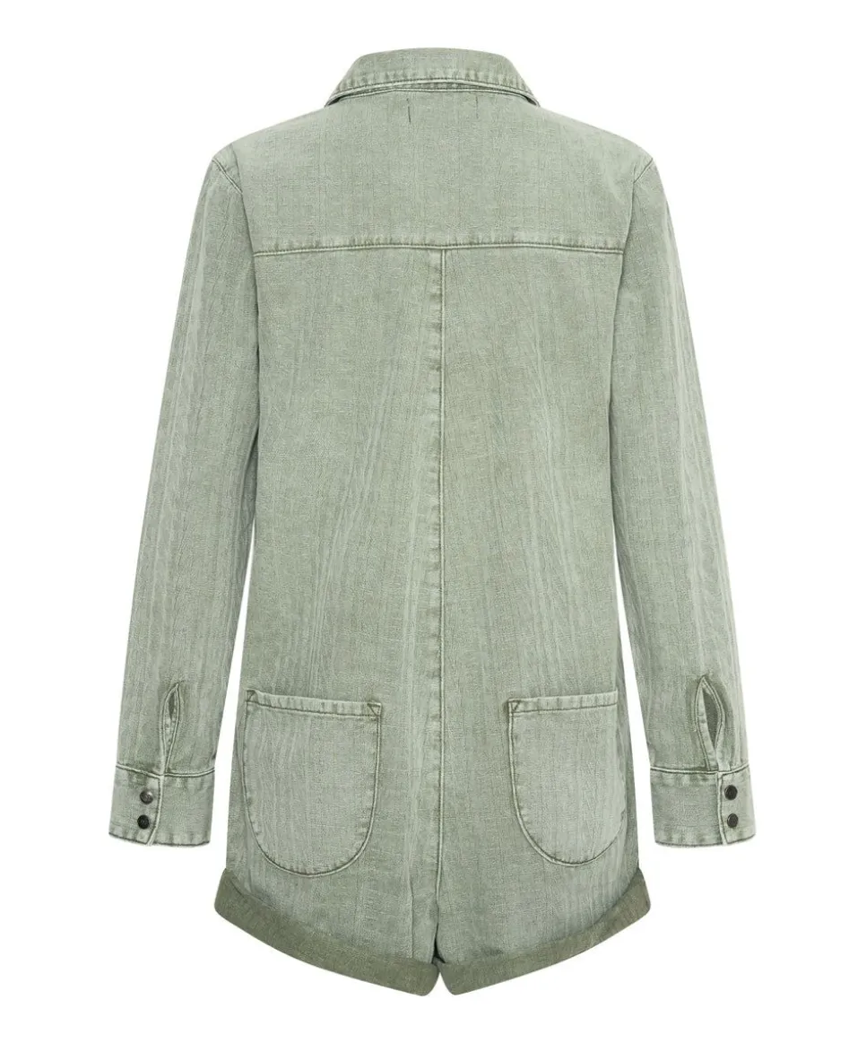 Denim Jumpsuits|ONE TEASPOON Khaki Logo Jacquard Prophecy Jumpsuit