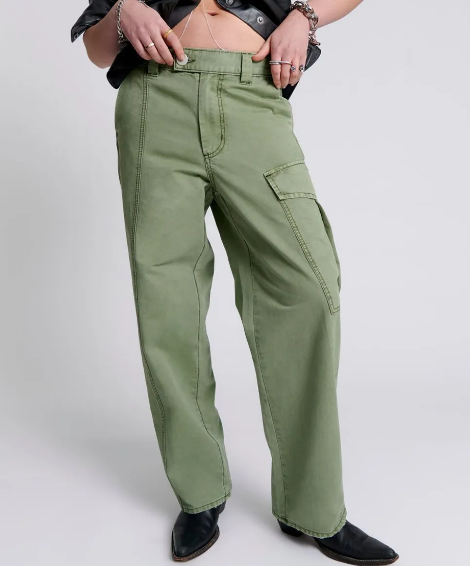 Denim Jeans|ONE TEASPOON Khaki New Fiction Wide Leg Cargo Jeans