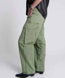 Denim Jeans|ONE TEASPOON Khaki New Fiction Wide Leg Cargo Jeans