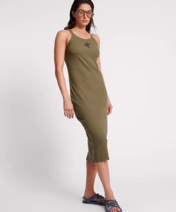 Midi & Maxi Dresses|ONE TEASPOON Khaki Rib Singlet Midi Dress
