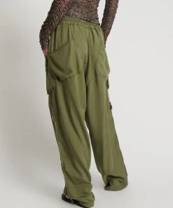 Bottoms|ONE TEASPOON Khaki Tencel Parachute Pants