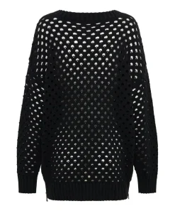 Knitwear|ONE TEASPOON Knitted Fishnet Zip Side Sweater