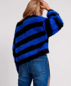 Knitwear|ONE TEASPOON Kruger Stripe Fluffy Crop Knit Sweater