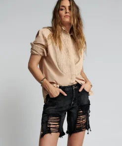 Denim Shorts|ONE TEASPOON Lace Up Stevies Long Length Boyfriend Shorts