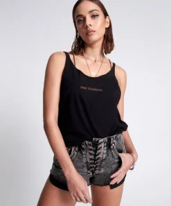 Denim Shorts|ONE TEASPOON Laced Up The One Fitted Cheeky Denim Shorts