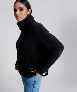 Knitwear|ONE TEASPOON Laddered Roll Neck Sweater