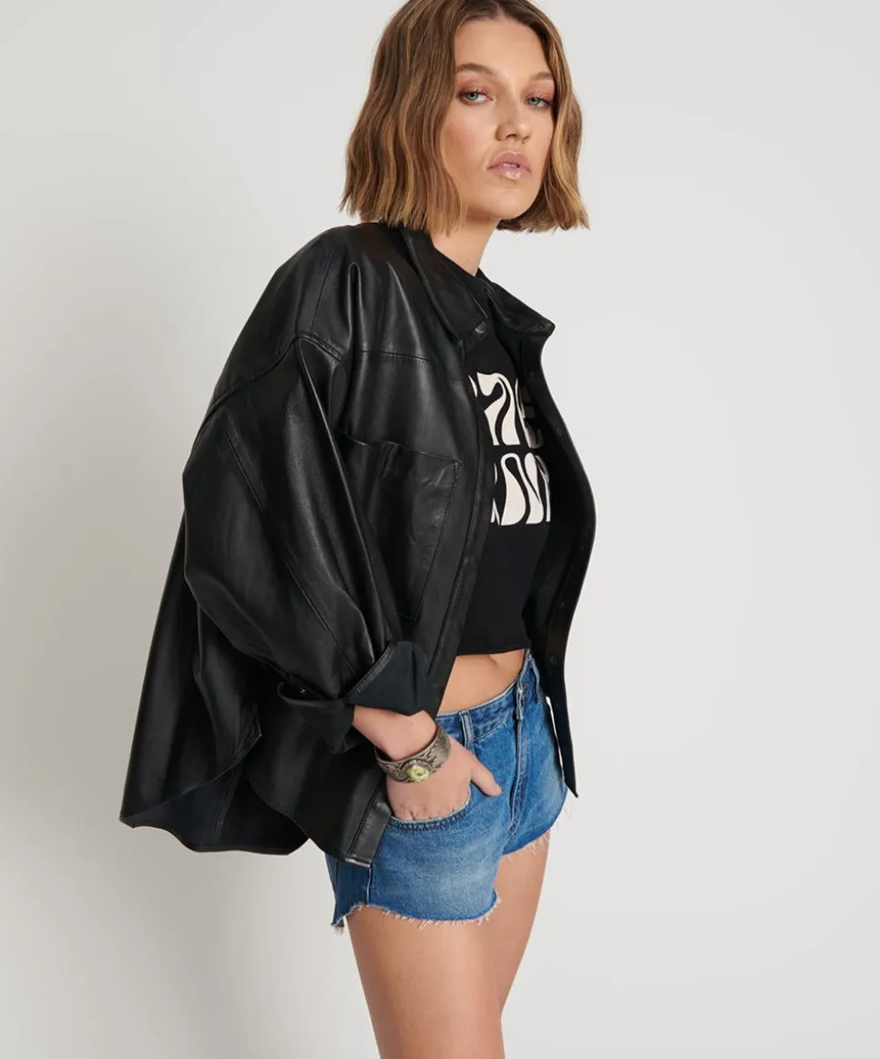 Leather Jackets|ONE TEASPOON Last Kiss Leather Daria Shacket