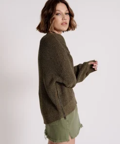 Knitwear|ONE TEASPOON Le Freak Metallic Zipped Knit Sweater