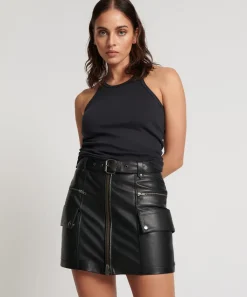 Bottoms|ONE TEASPOON Leather Biker Mini Skirt