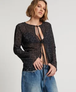 Tops|ONE TEASPOON Leopard Fantasy Chiffon Longsleeve Top