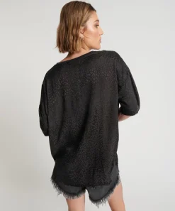 Tops|ONE TEASPOON Leopard Jacquard Satin Tee