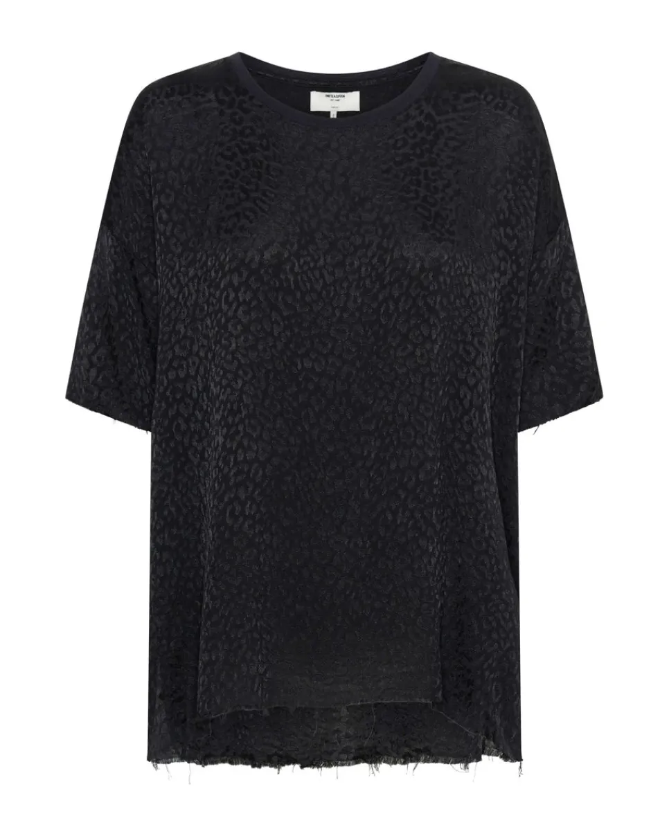 Tops|ONE TEASPOON Leopard Jacquard Satin Tee