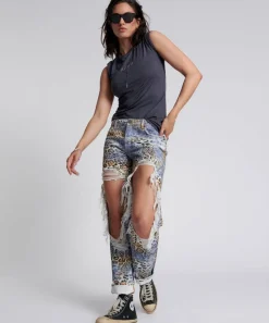Denim Jeans|ONE TEASPOON Leoparty Truckers Mid Rise Straight Leg Jeans