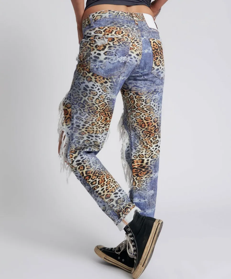 Denim Jeans|ONE TEASPOON Leoparty Truckers Mid Rise Straight Leg Jeans