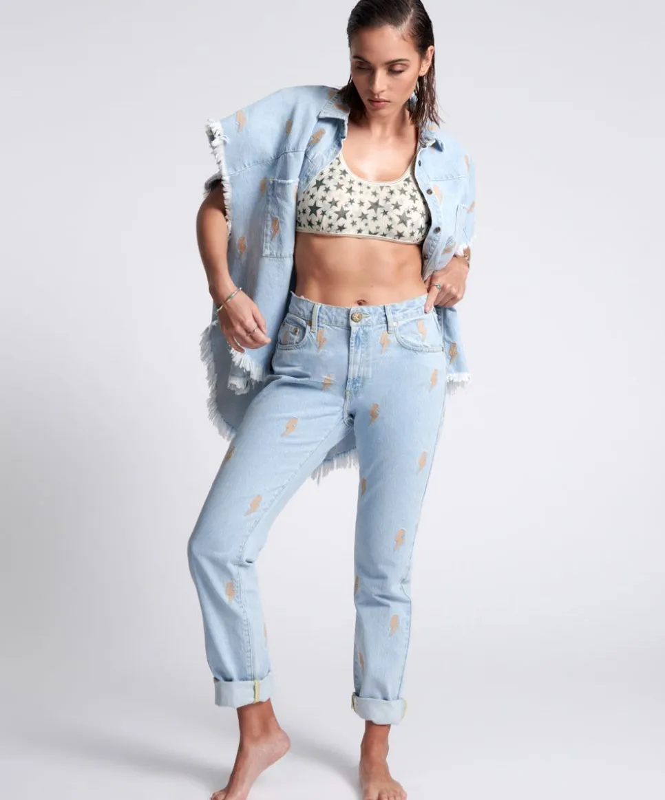 Denim Jeans|ONE TEASPOON Lightning Bolt Awesome Baggies High Waist Straight Jeans