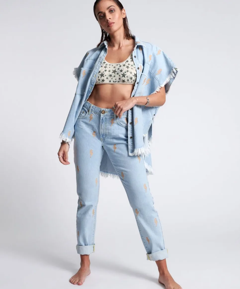 Denim Jeans|ONE TEASPOON Lightning Bolt Awesome Baggies High Waist Straight Jeans