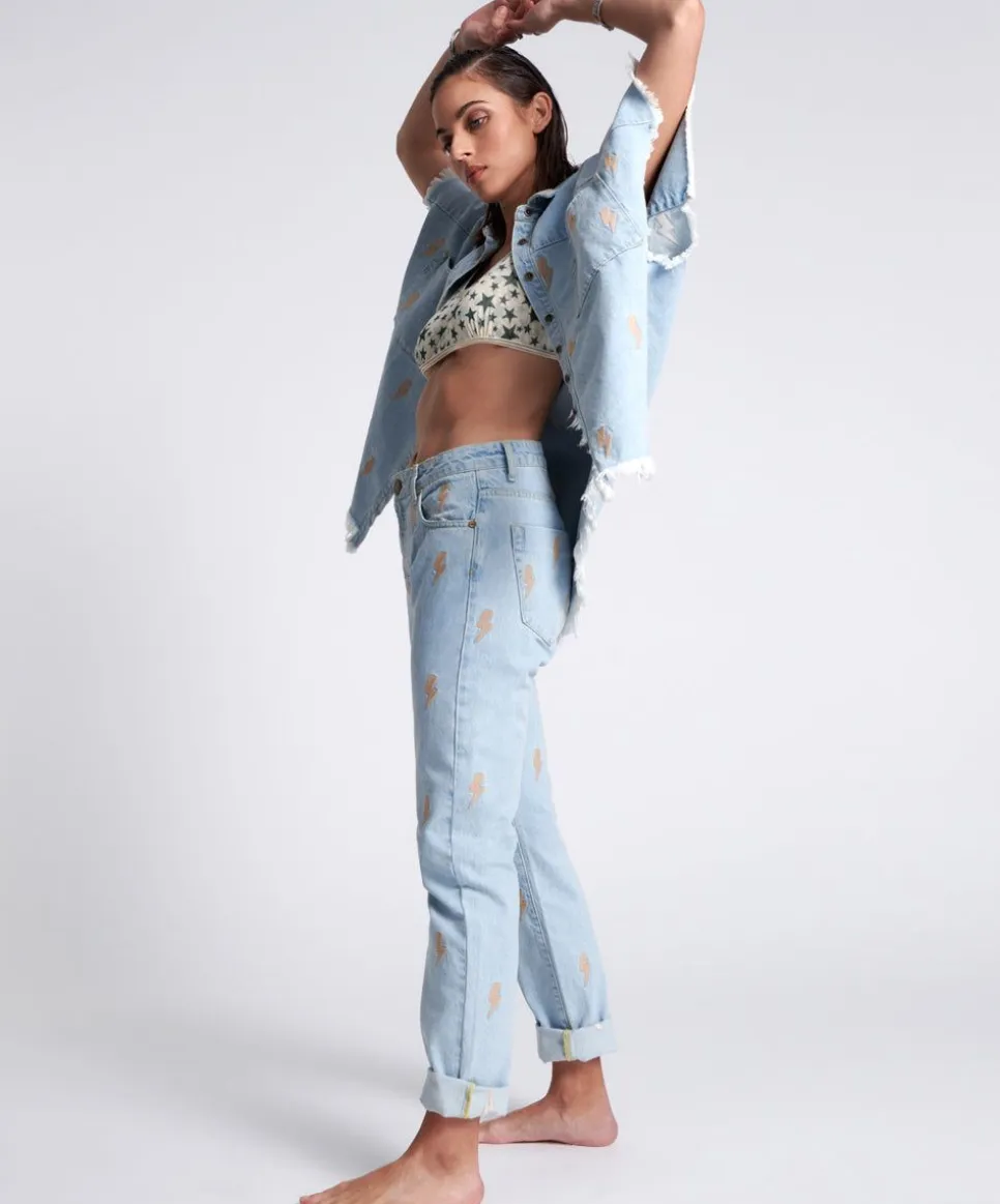 Denim Jeans|ONE TEASPOON Lightning Bolt Awesome Baggies High Waist Straight Jeans