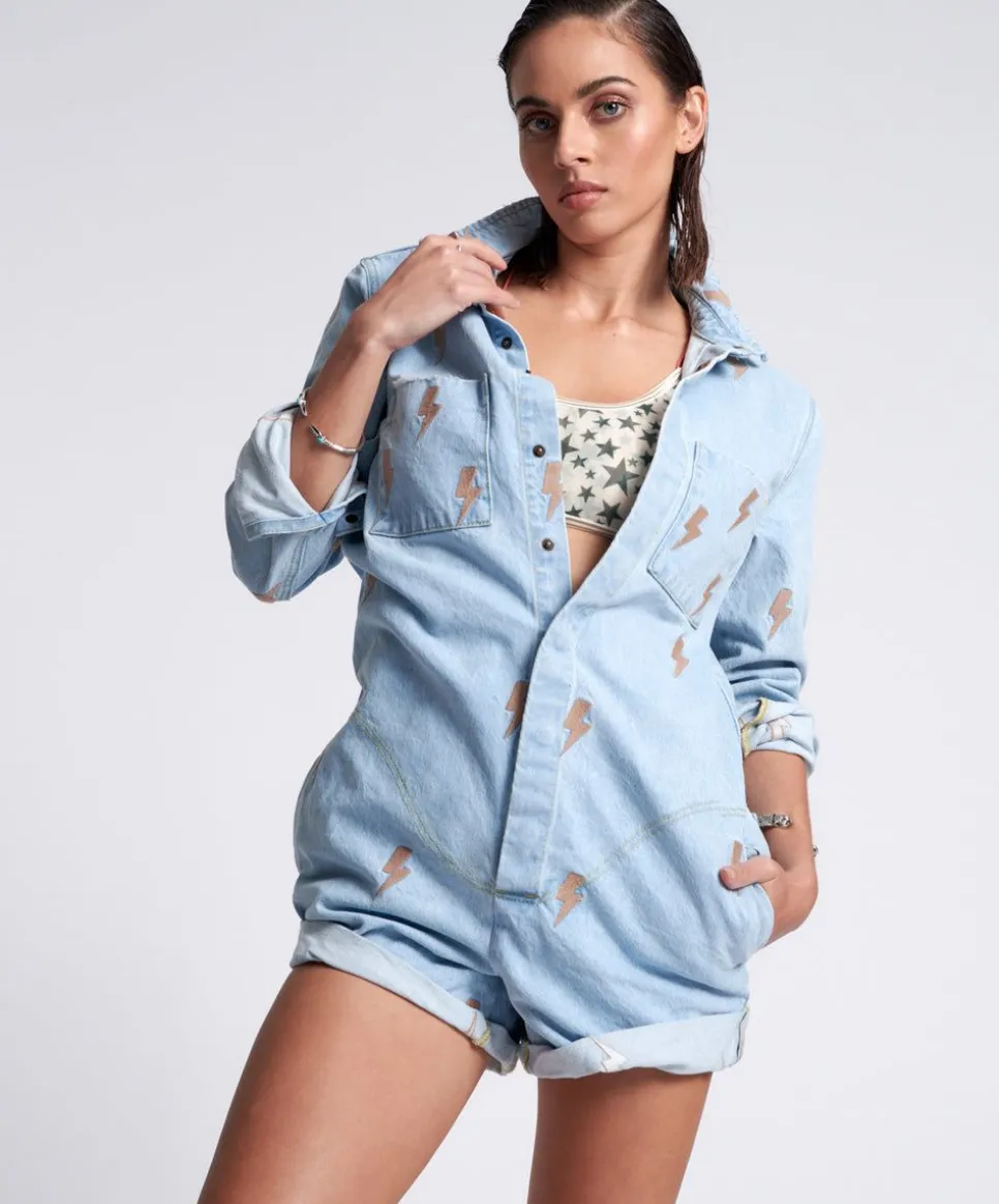 Denim Jumpsuits|ONE TEASPOON Lightning Bolt Prophecy Jumpsuit