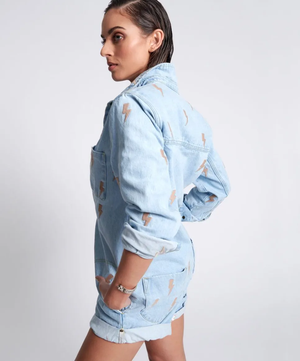 Denim Jumpsuits|ONE TEASPOON Lightning Bolt Prophecy Jumpsuit