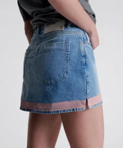 Denim Skirts|ONE TEASPOON Linear Blue 2020 Mini High Waist Denim Skirt