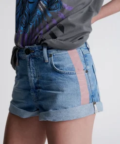 Denim Shorts|ONE TEASPOON Linear Blue Bandits Mid Waist Denim Shorts