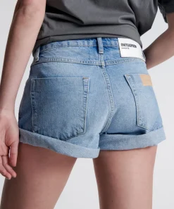 Denim Shorts|ONE TEASPOON Linear Blue Bandits Mid Waist Denim Shorts