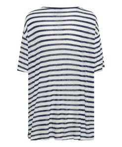 Basic Tees|ONE TEASPOON Linen Stripe Boyfriend Tee
