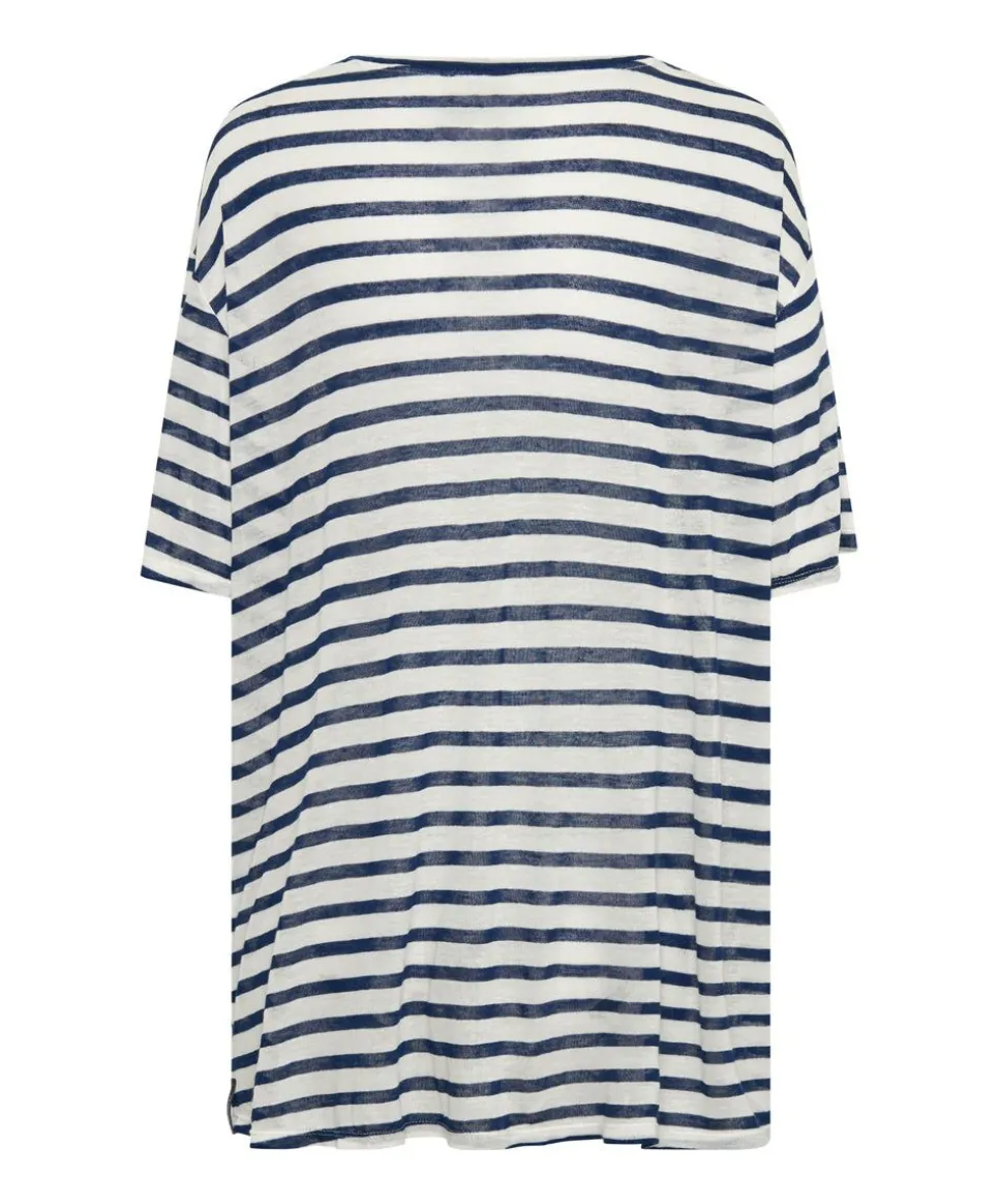 Basic Tees|ONE TEASPOON Linen Stripe Boyfriend Tee
