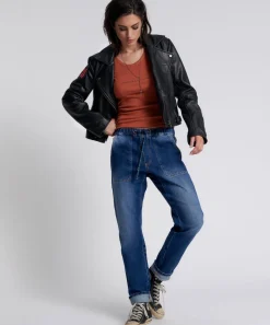 Denim Jeans|ONE TEASPOON Luxe Power Blue Shabbies Drawstring Boyfriend Jeans