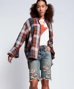 Denim Shorts|ONE TEASPOON Memphis Cut Off Truckers Mid Waist Relaxed Denim Shorts