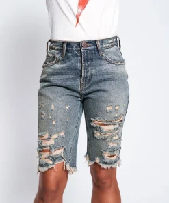 Denim Shorts|ONE TEASPOON Memphis Cut Off Truckers Mid Waist Relaxed Denim Shorts