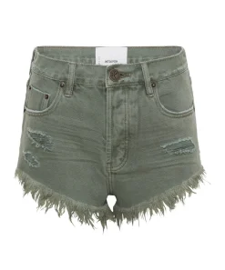 Denim Shorts|ONE TEASPOON Military Khaki Outlaws Mid Length Denim Shorts