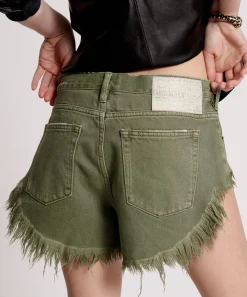 Denim Shorts|ONE TEASPOON Military Khaki Rollers Denim Shorts