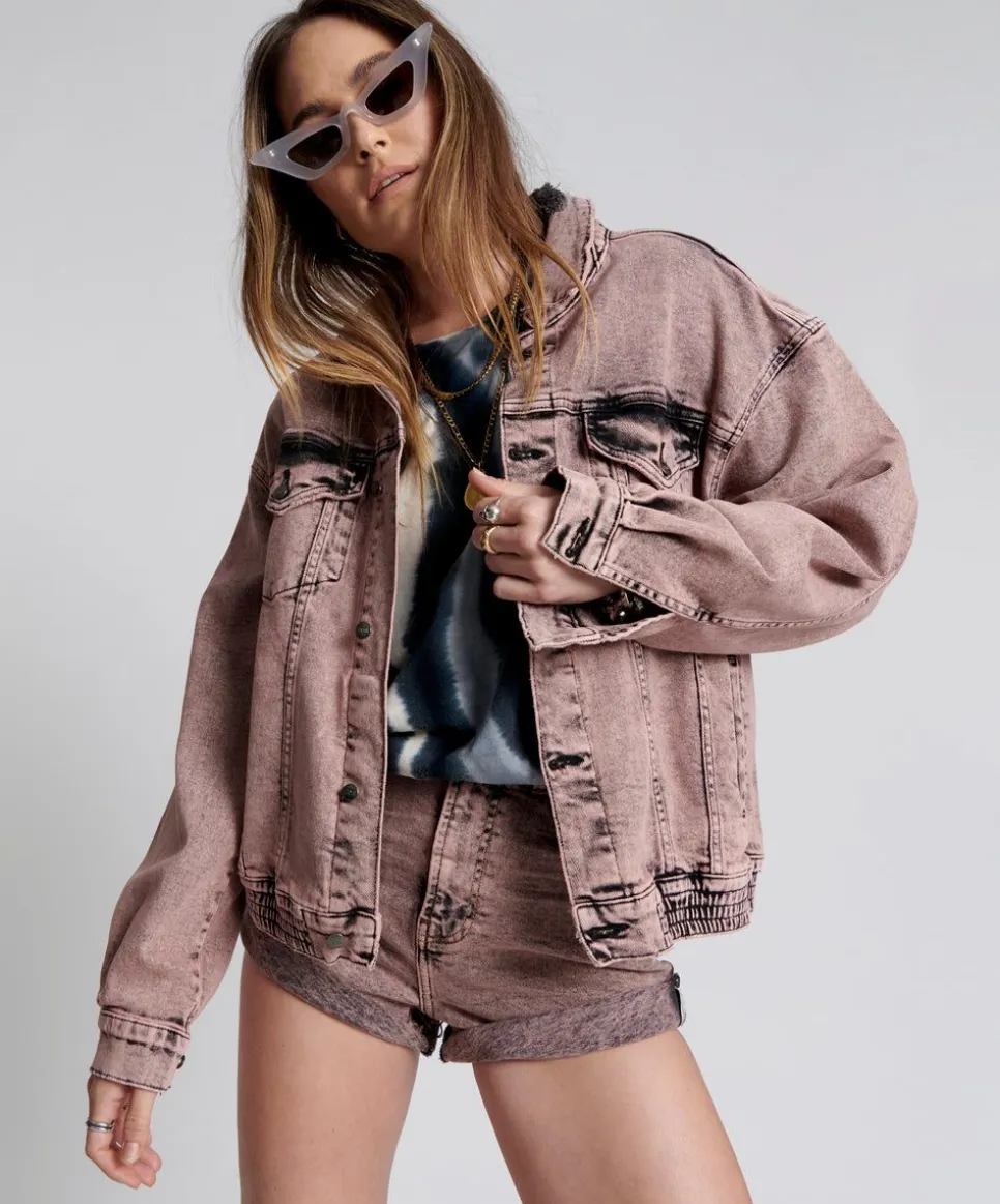 Jackets|ONE TEASPOON Night Haze Oversized Denim Trucker Jacket